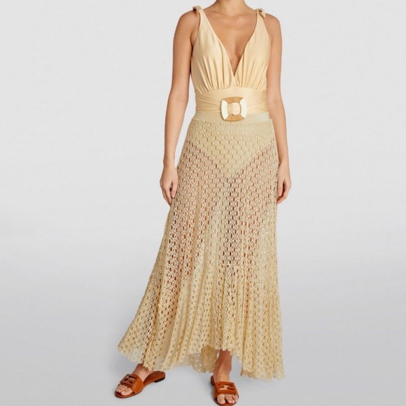 Brand New with Tags. Never Worn Pat Bo Monsterra Netted Beach Skirt Size XS Sand